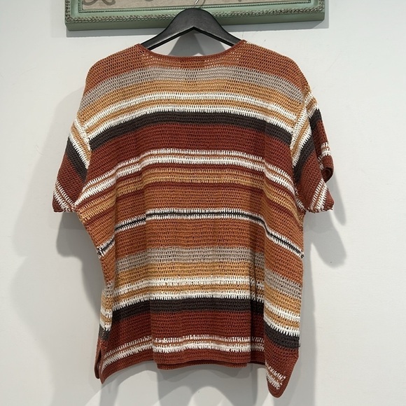 Avenue women’s plus size crochet open knit short sleeve top pumpkin spice 3X - Picture 6 of 8